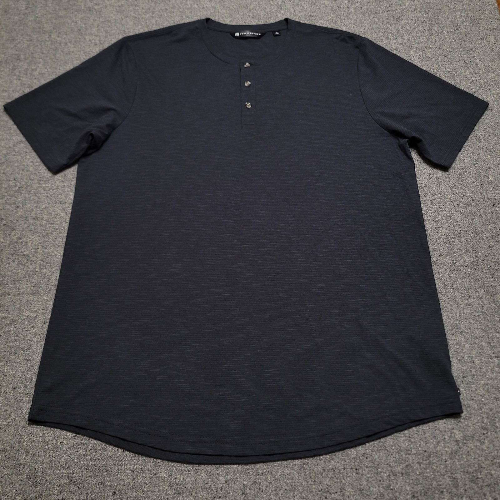 Travis Mathew Shirt Mens Extra Large Heather Black All Adrift Henley Soft Casual