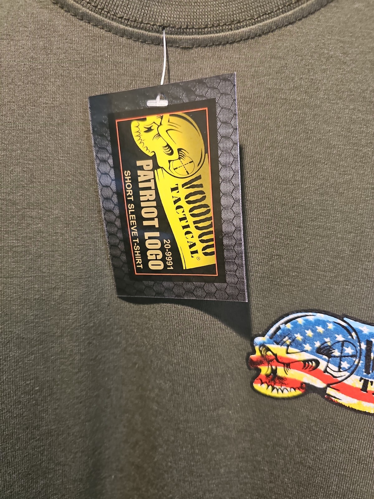 Voodoo Tactical T-Shirt Men’s XL Od Green Patriotic Ribbon Logo Cotton