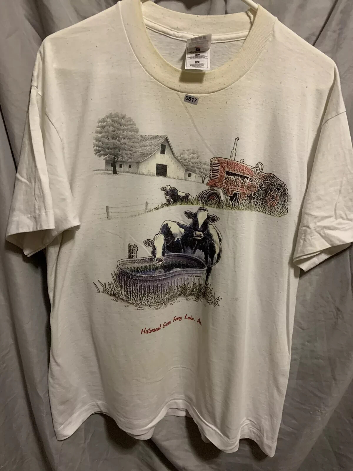 Vintage Farmer Shirt Adult Large White Long Sleeve Men’s Pullover Graphic 90’s