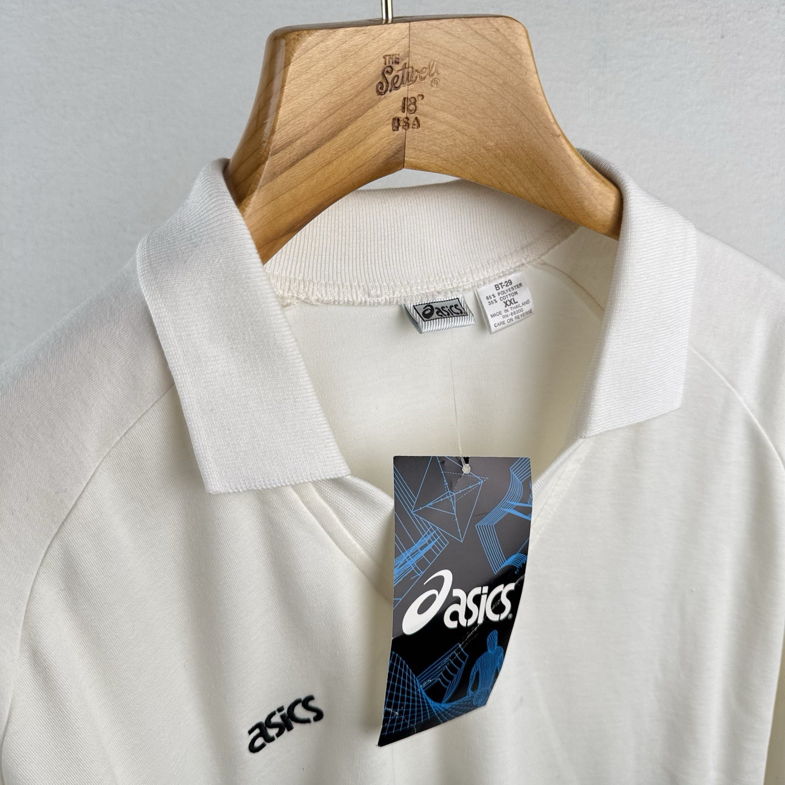 90’s Vintage ASICS Mens 2XL Volleyball Long Sleeve Collar V-Neck New Deadstock