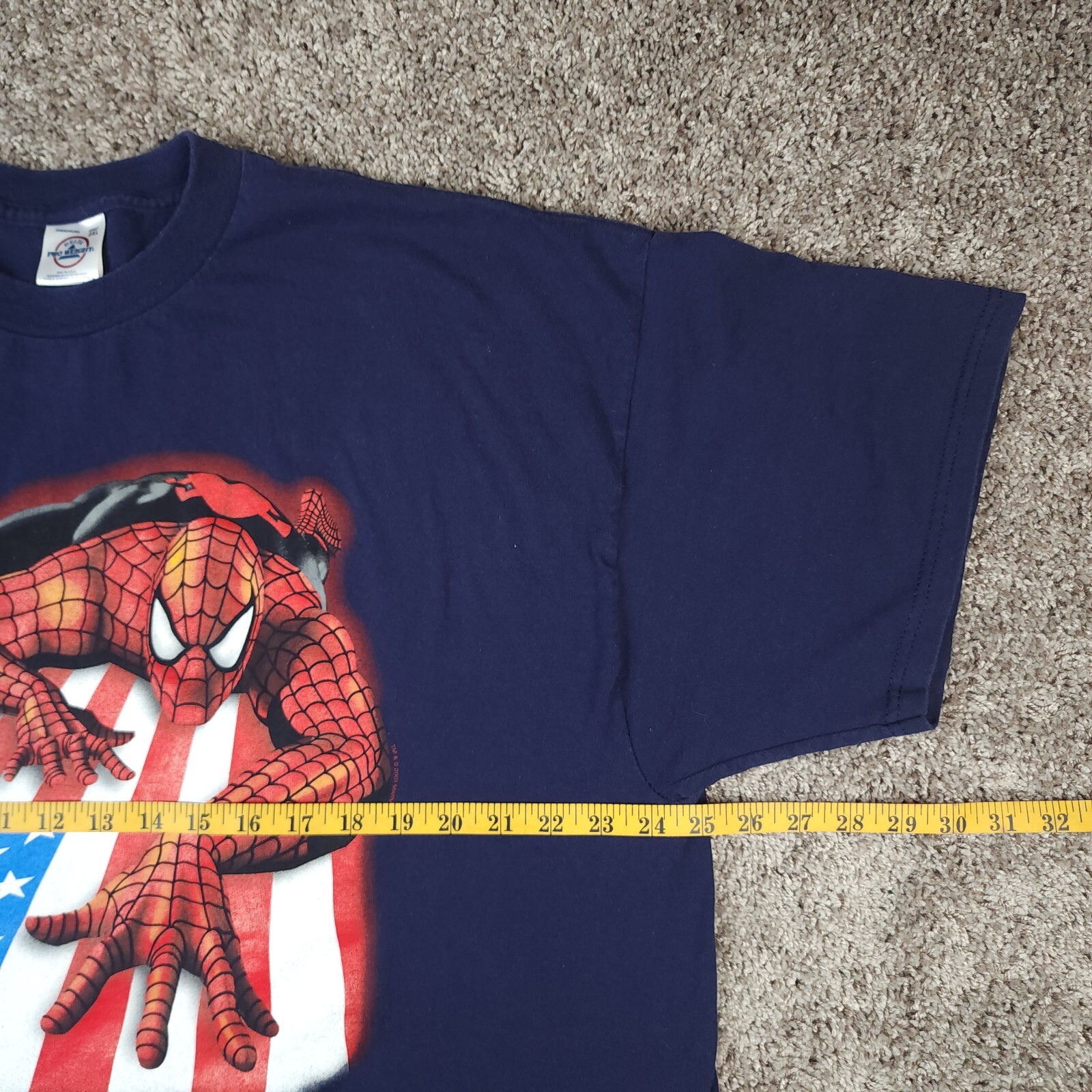 Marvel Spiderman T-Shirt Mens 2XL Navy Blue USA Flag Graphic Superhero Y2K