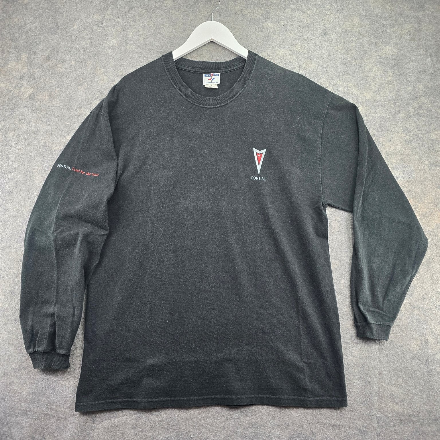 Jerzees T-Shirt Men’s XL Charcoal Gray Pontiac Logo Long Sleeve Cotton Top