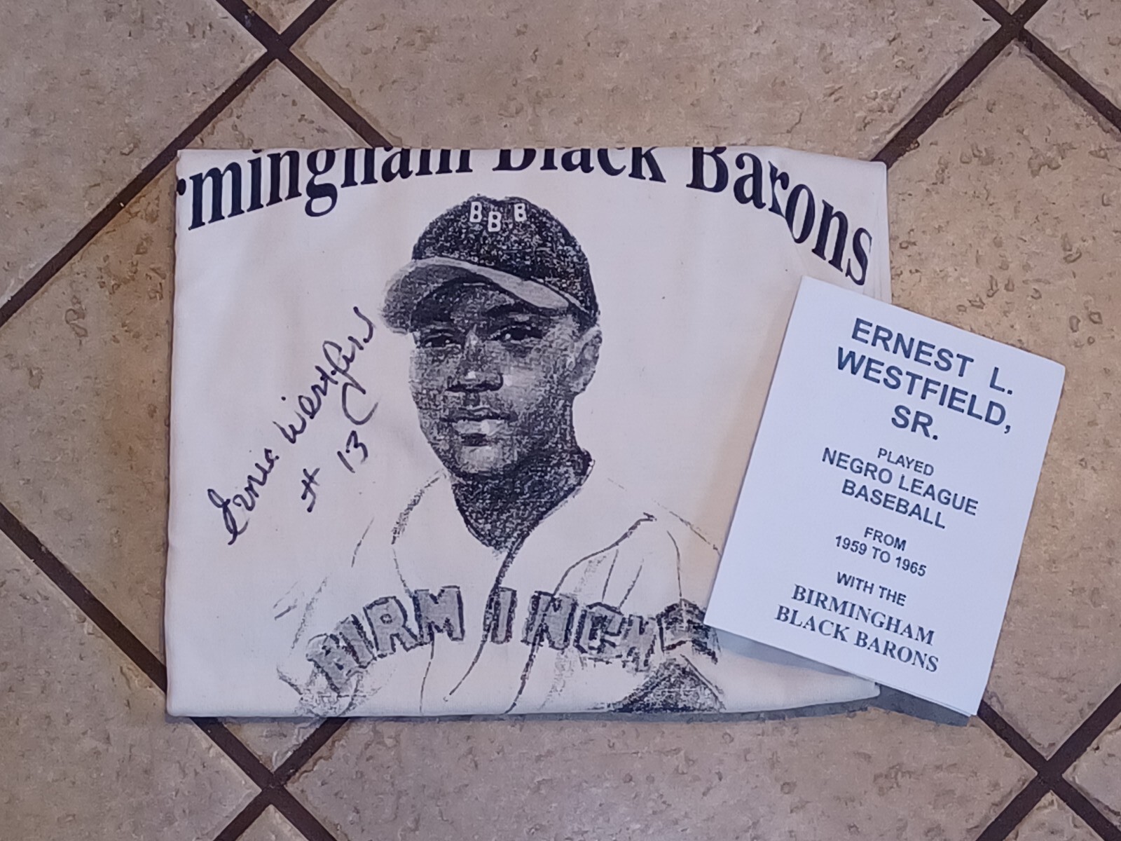 ERNIE WESTFIELD SIGNED Birmingham Black Barons T-Shirt Negro League baseball XL