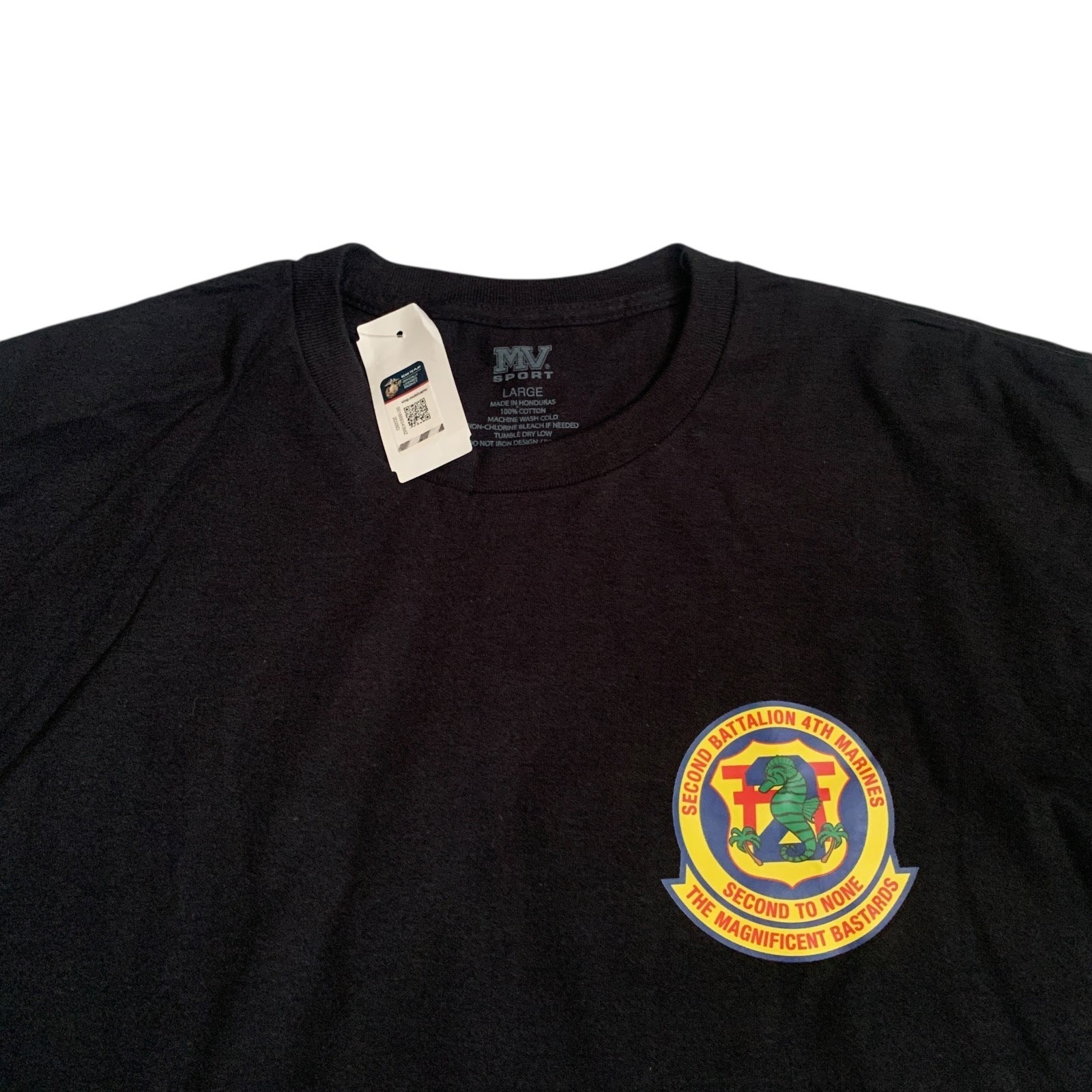 USMC Men’s Size L 2nd Battalion 4Th Marines Short Sleeve Black T-Shirt NEW