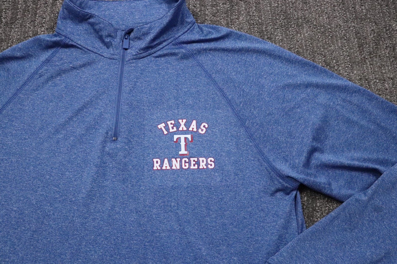 Stitches Texas Rangers MLB Baseball 1/4 Zip Lightweight T-Shirt Sports Men’s M