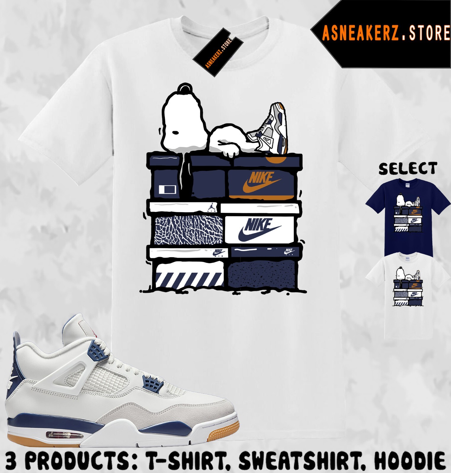 Shirt To Match AJ 4 SB Navy Sneaker Matching Tee Sneakerhead S Dog T-Shirt