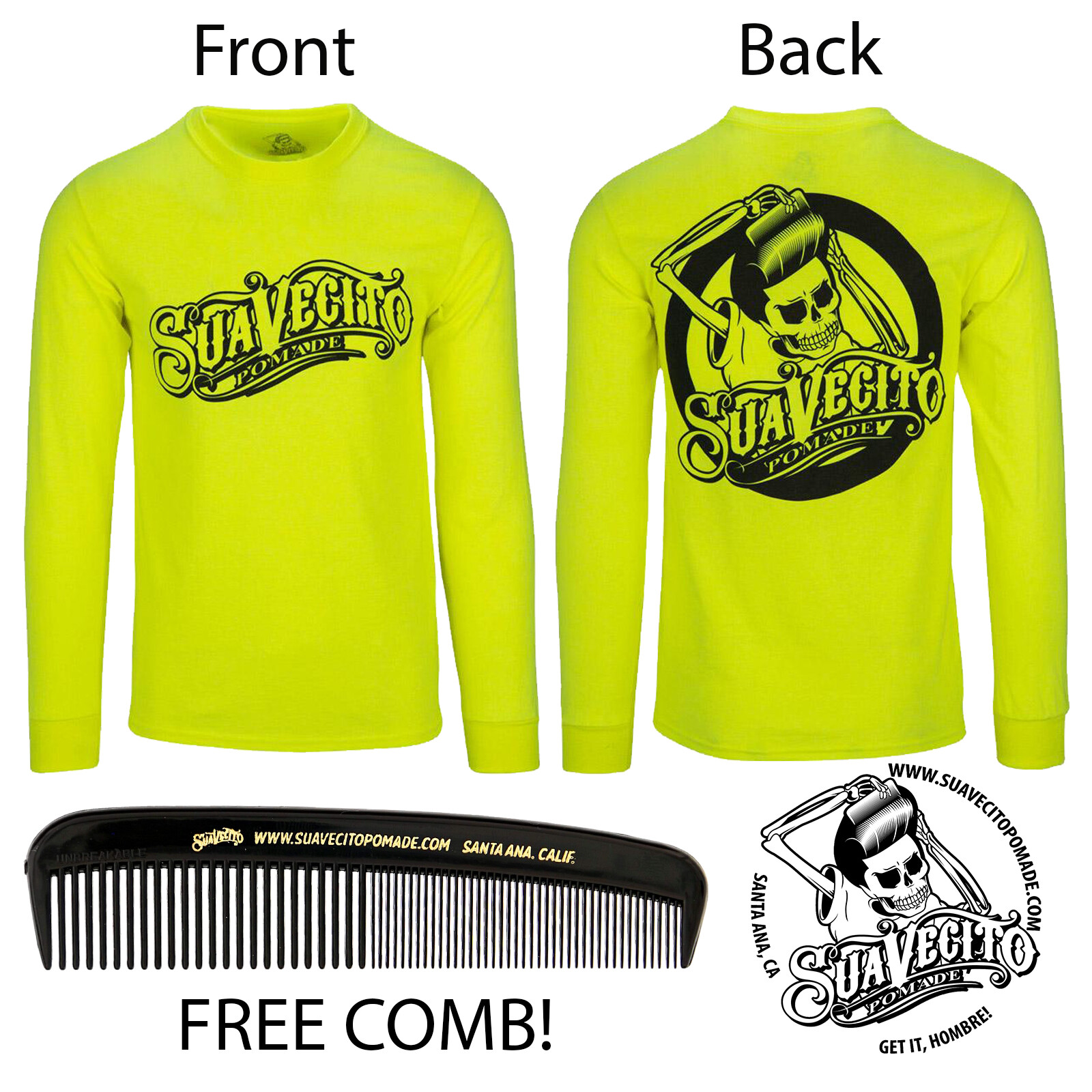 Men’s Suavecito OG Safety Green Long Sleeve Shirt (S M L XL 2XL 3XL 4XL 5XL)