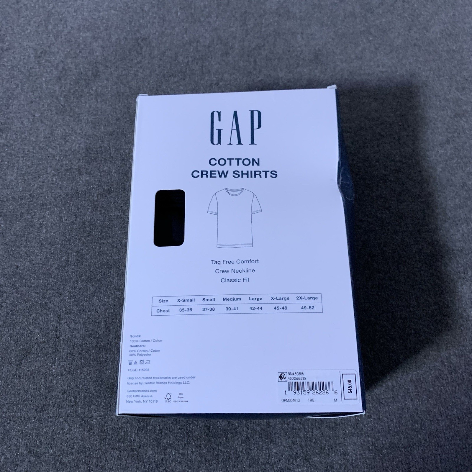 Gap Men’s 3-Pack Undershirts Medium M Cotton Crew Neck Classic-Fit Black T-Shirt