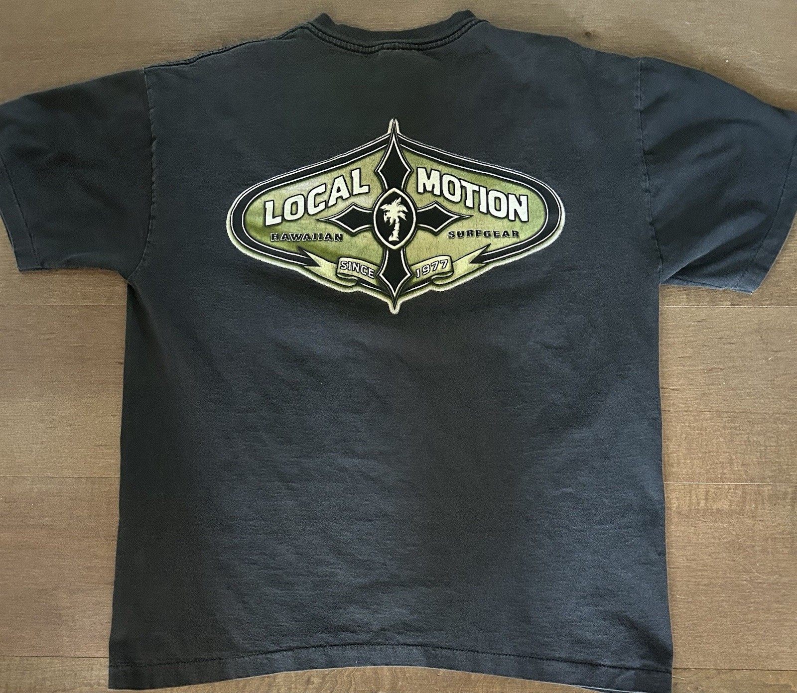 Vintage Local Motion T-Shirt Black Hawaii Surf Y2K Faded Skate Graphic, Men’s XL