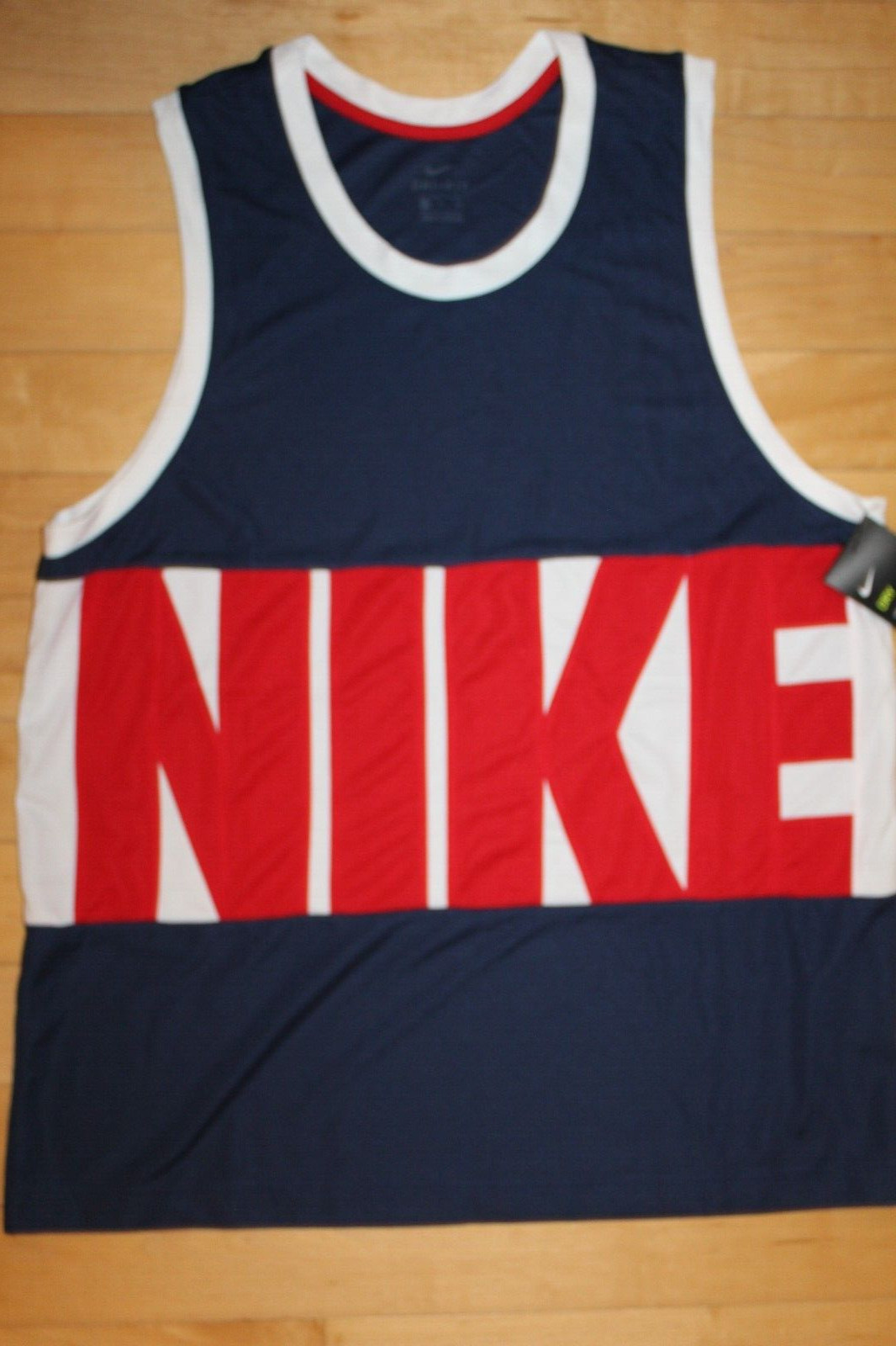 NWT NIKE Men’s Logo Colorblock Tank Top Navy Blue Red M XXL