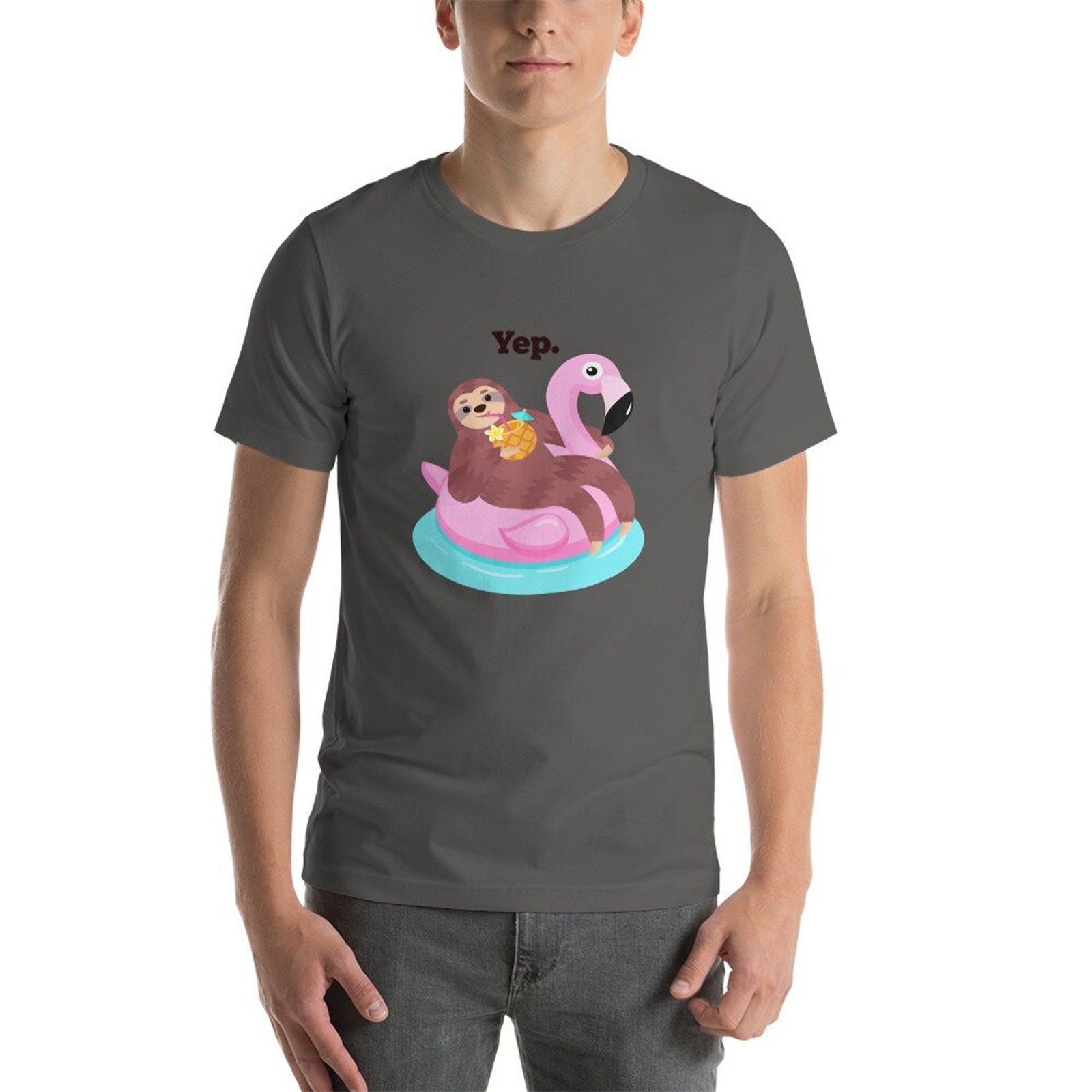 Sloth Pool Party T-Shirt: Flamingo Float Vacation Tee