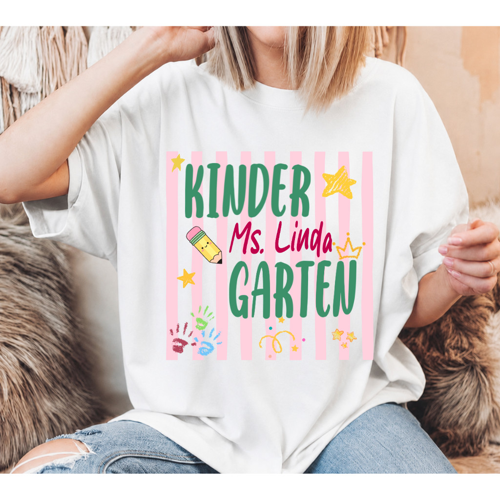 Personalized Kindergarten Shirt Custom Name Back To School Boys Girls Unisex Tee
