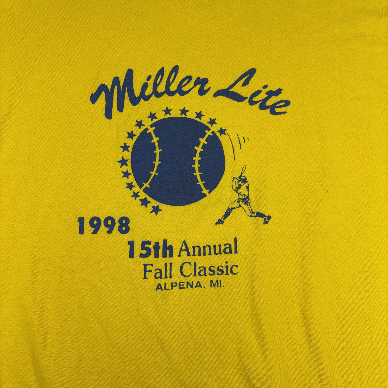 Delta Pro Weight T-Shirt Men’s XXL Yellow Miller Time Beer Promo Spellout