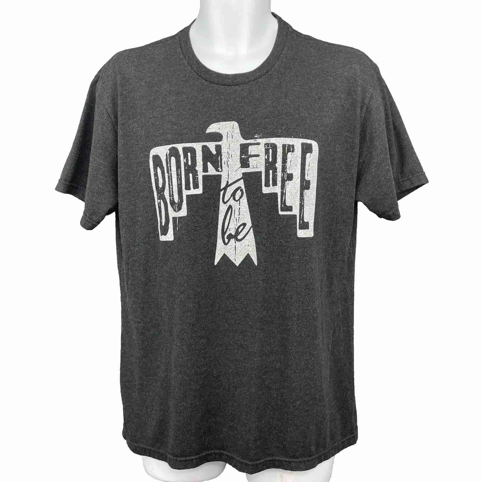 Born To Be Free Patriotic T Shirt/ Men’s (L) Charcoal Next Level Cotton Blend