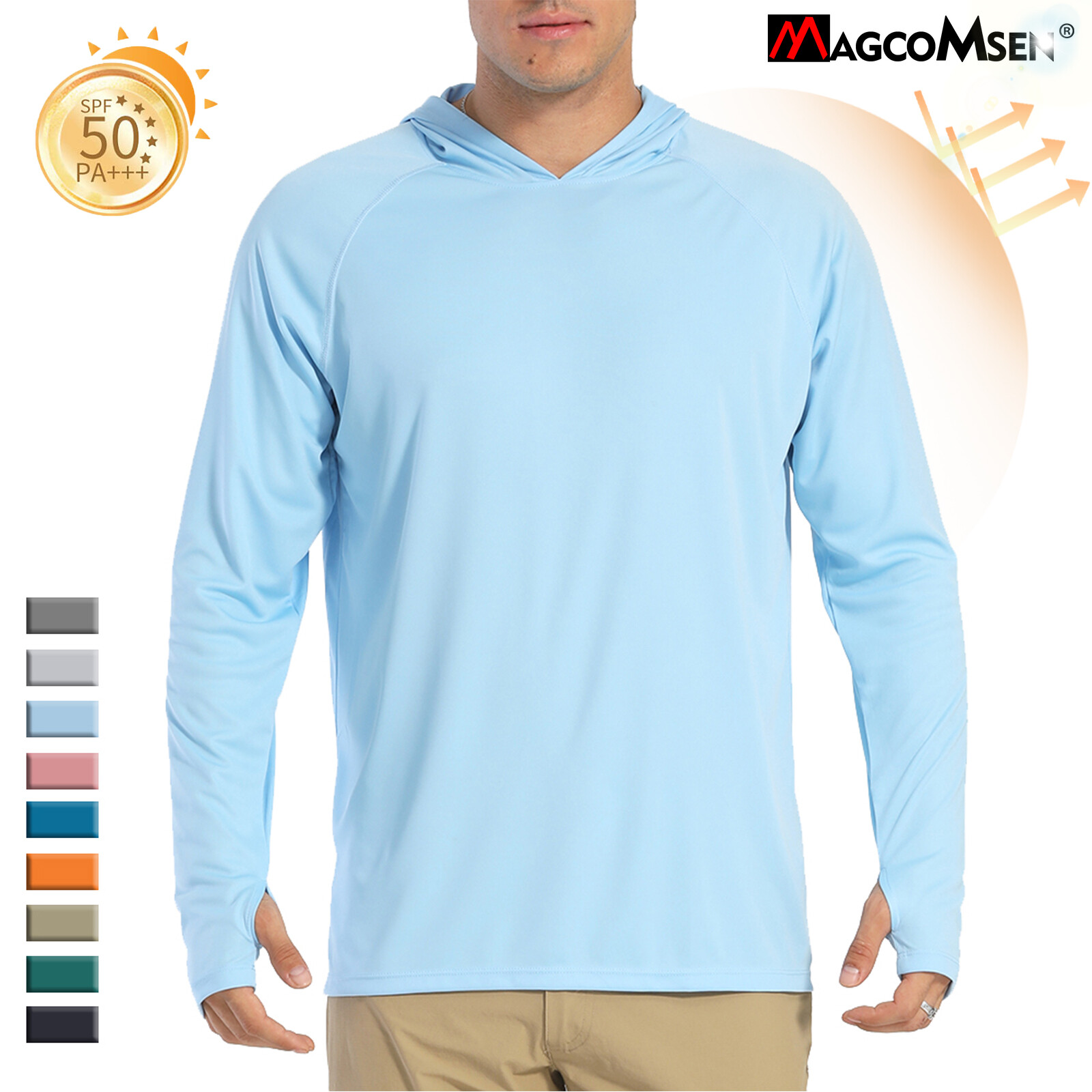UPF50+ Men’s Hoodie Sun Shirts Long Sleeve Skin Protection Outdoor Fishing Tops