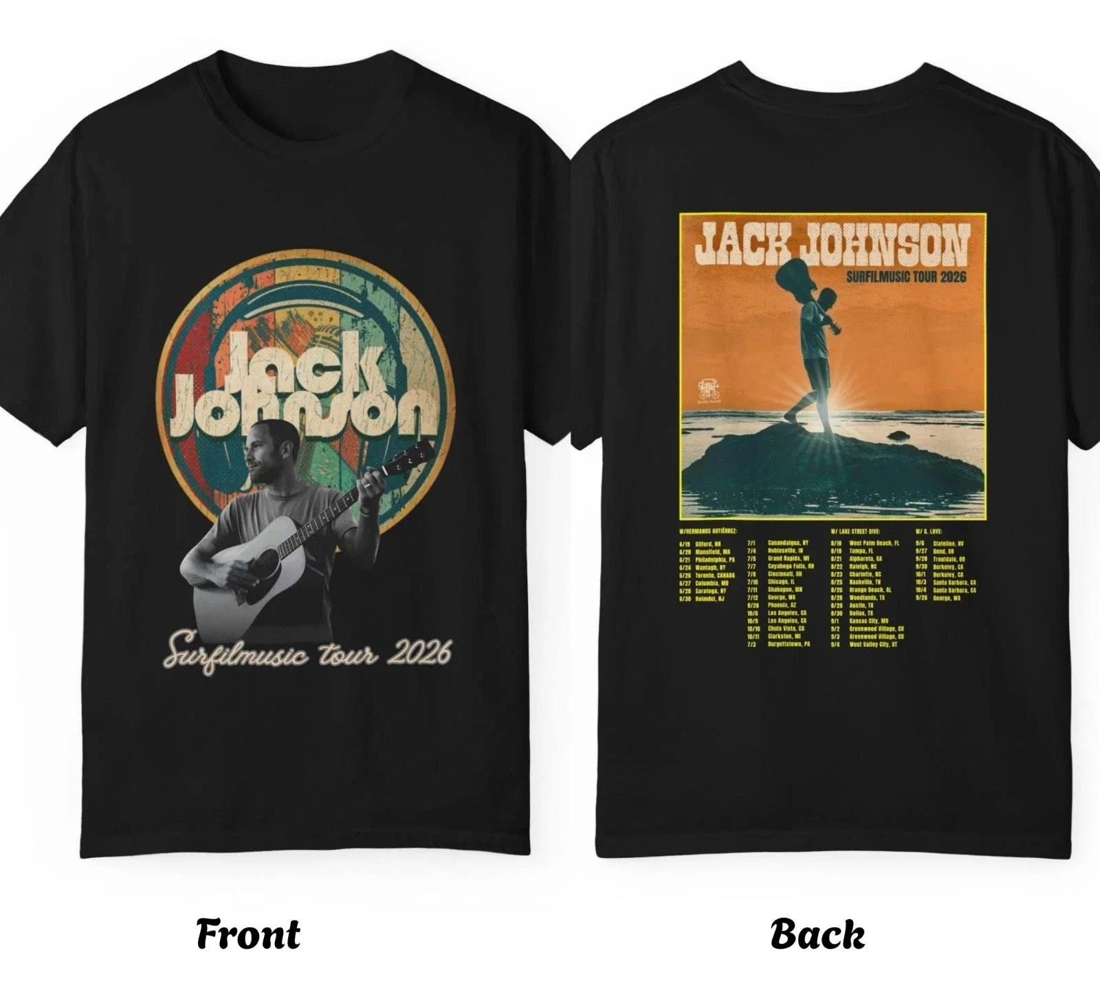Jack Johnson SURFILMUSIC Tour Cotton T Shirt Full Size