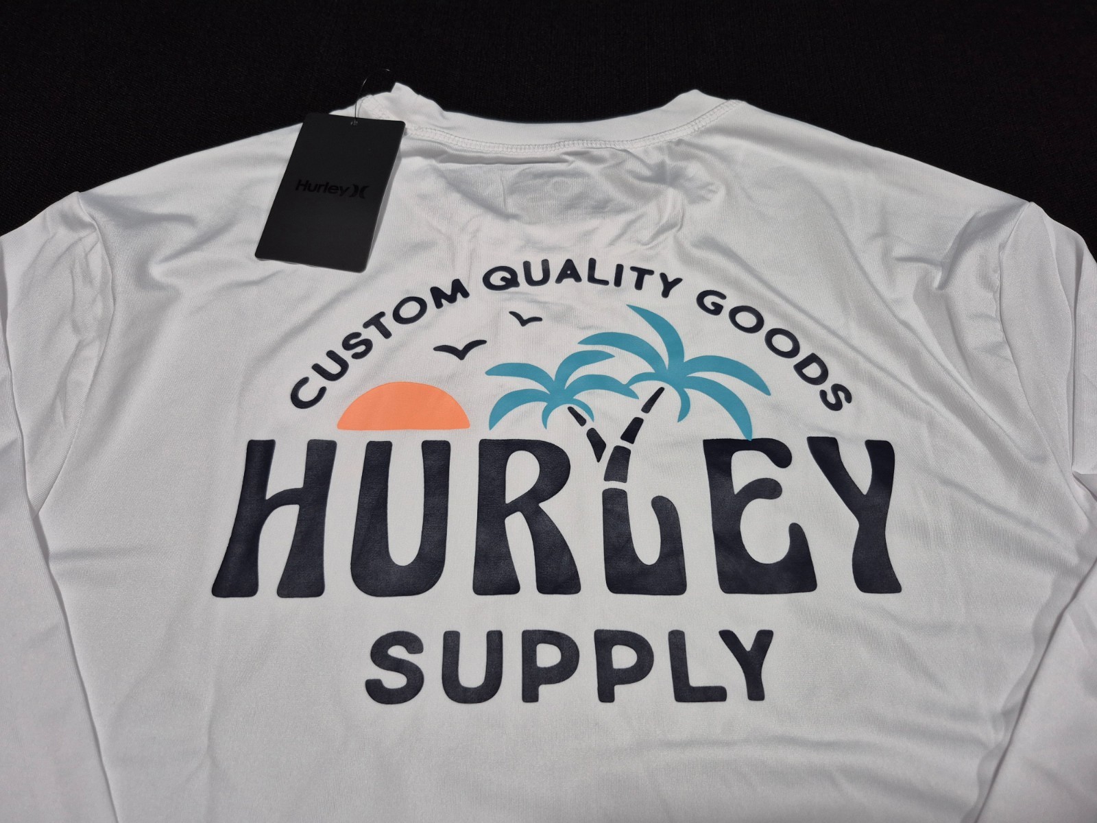 Hurley Mens Double Palm LS Polyester Summer Sunshirt White SZ Medium