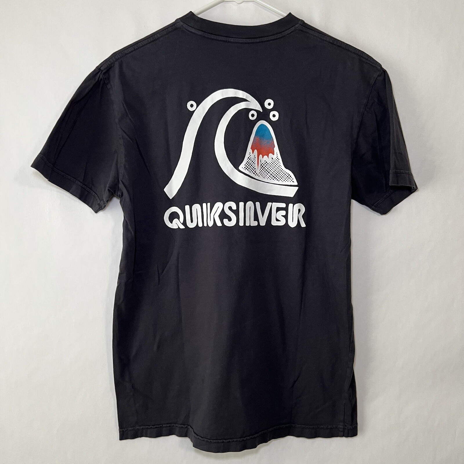 Quiksilver Modern Fit T Shirt Mens Size Medium Navy Blue Double Sided Slim SS
