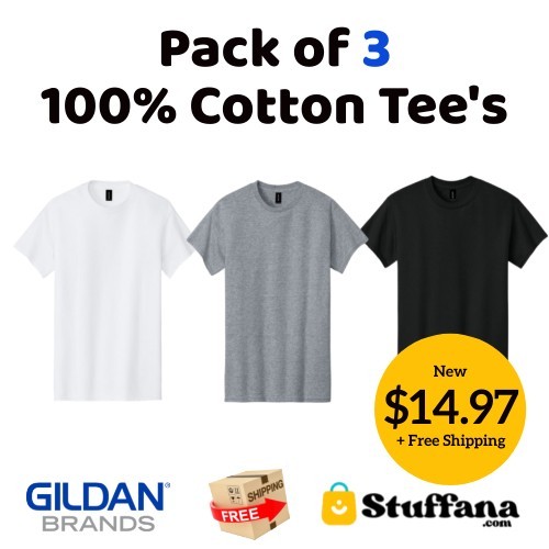 Gildan (3-pack) 100% Cotton Short Sleeve Tee T-Shirt S-4XL New
