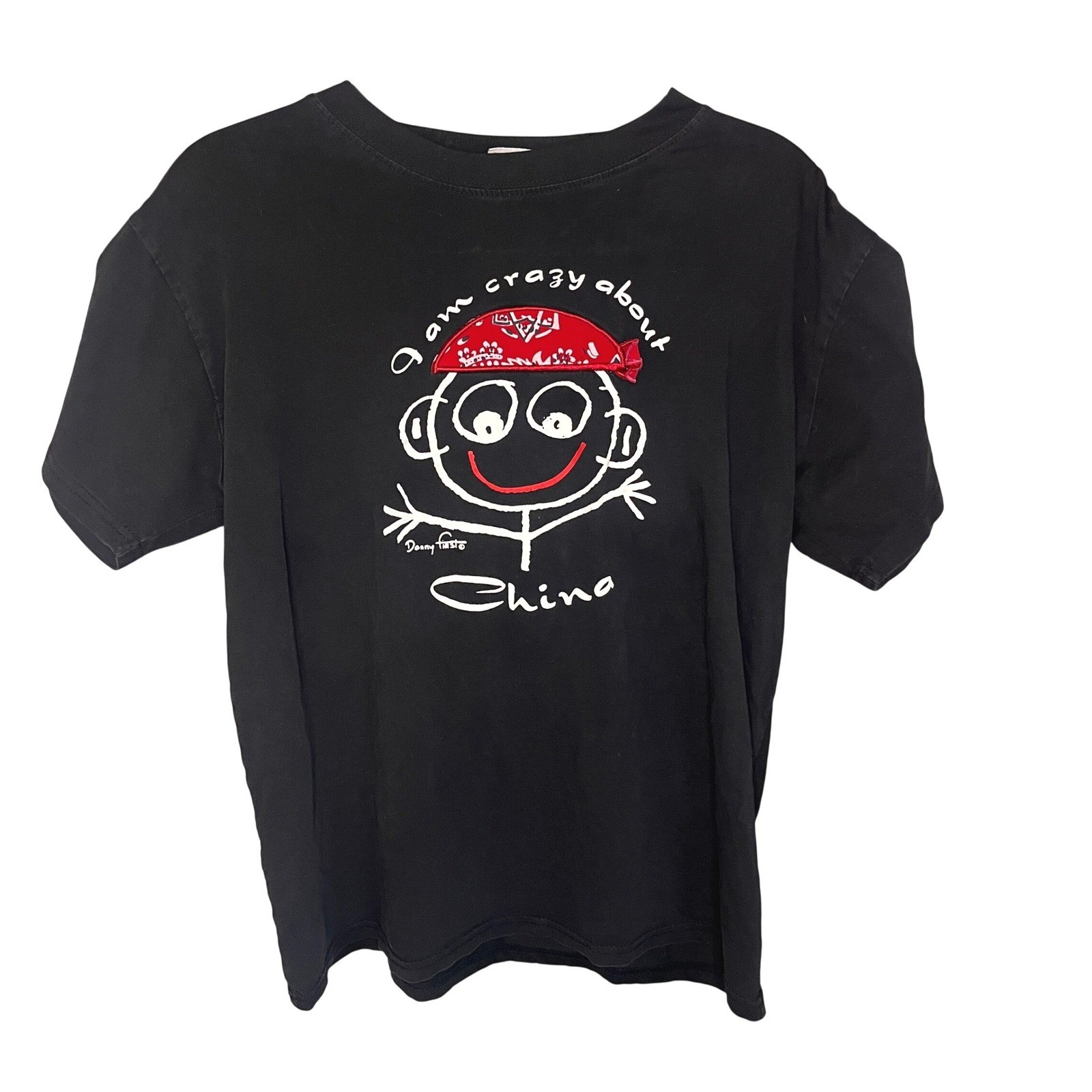 Danny First Miran Black Graphic T-Shirt Red Bandana Crazy About China XL Pirate
