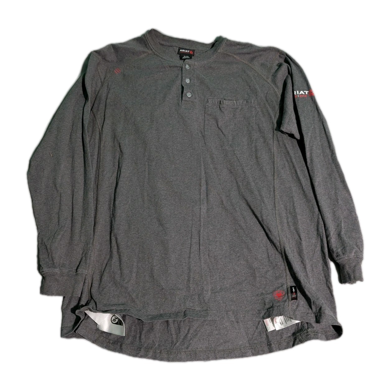 Ariat FR Shirt Mens Sz XL Gray Henley Fire Resistant Long Sleeve CAT2 2112
