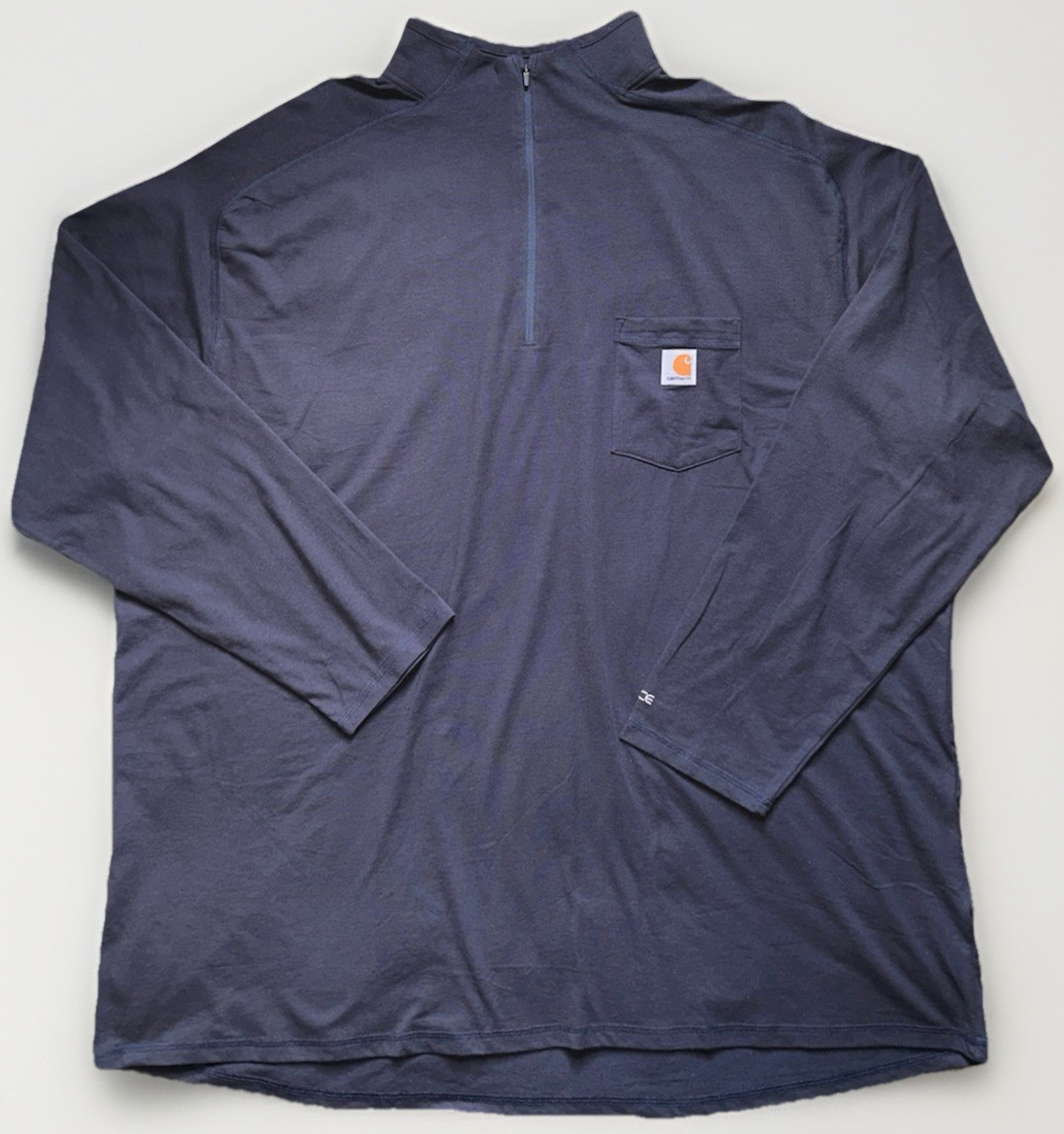 Carhartt Force 1/4-Zip Mock Neck Long Sleeve Shirt Navy Blue • Men’s 4XL
