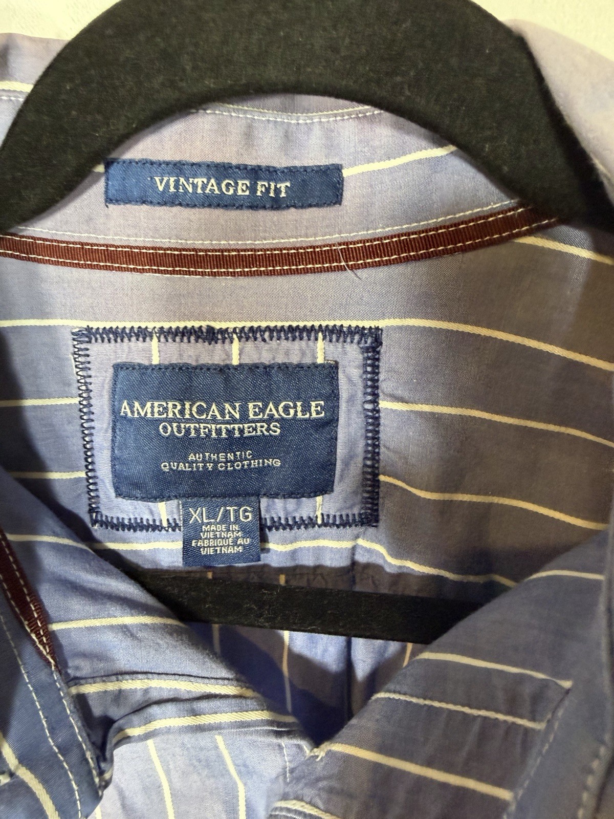 American Eagle Outfitters Xl Blue Button Up Shirt, Shirt Is Slightly Discolored