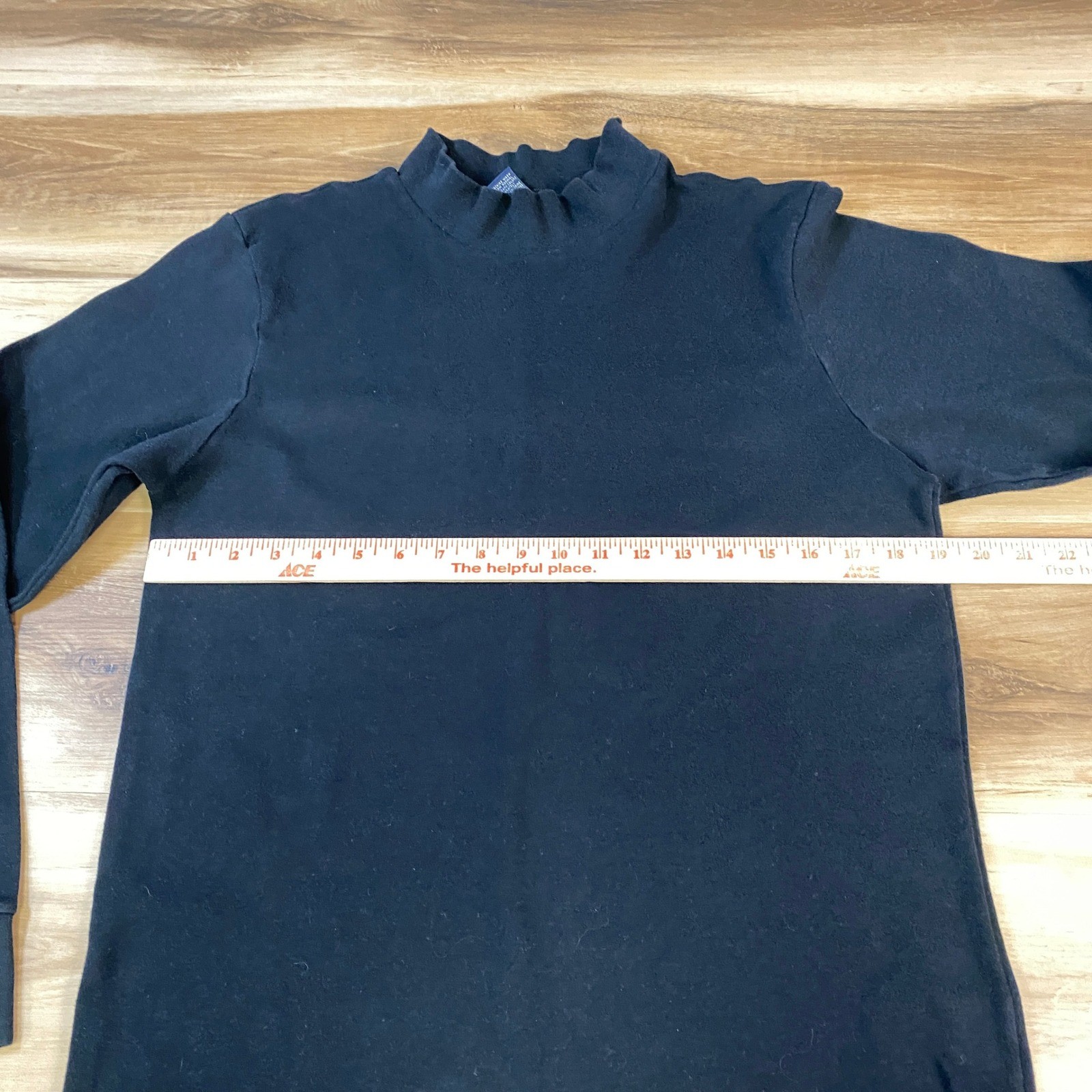 Lands End Mock Neck Mens M Black Cotton Regular Fit Heritage Vintage USA Made