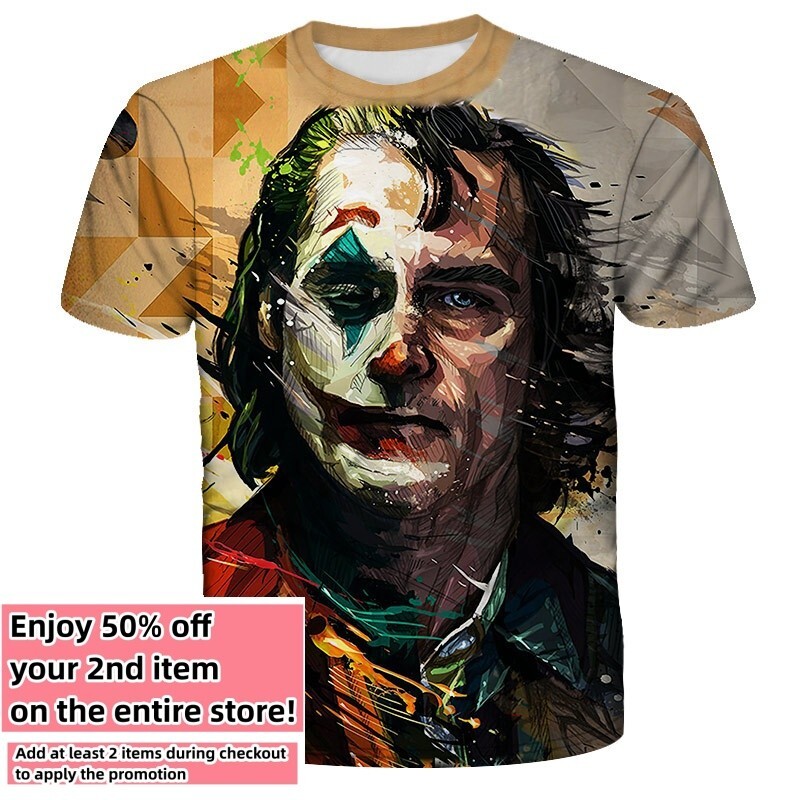 Comics Joker T-Shirt Cartoon Double-Sided Unisex Adult Size Large Medium Small