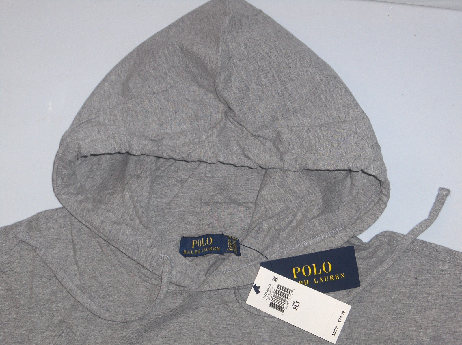 POLO RALPH LAUREN Mens BIG & TALL Football Bear Hoodie T-Shirt Tee, HEATHER GRAY