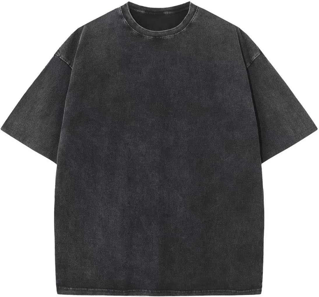 Men’s Oversized Vintage Acid Wash T-Shirt 100% Cotton Loose Fit Streetwear Tee