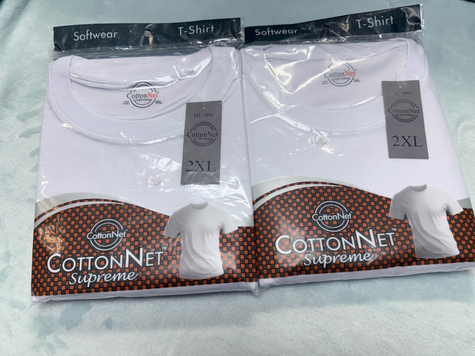 CottonNet Supreme T-Shirt Round Neck Short Sleeve Size 2XL Shirt White 2 pack