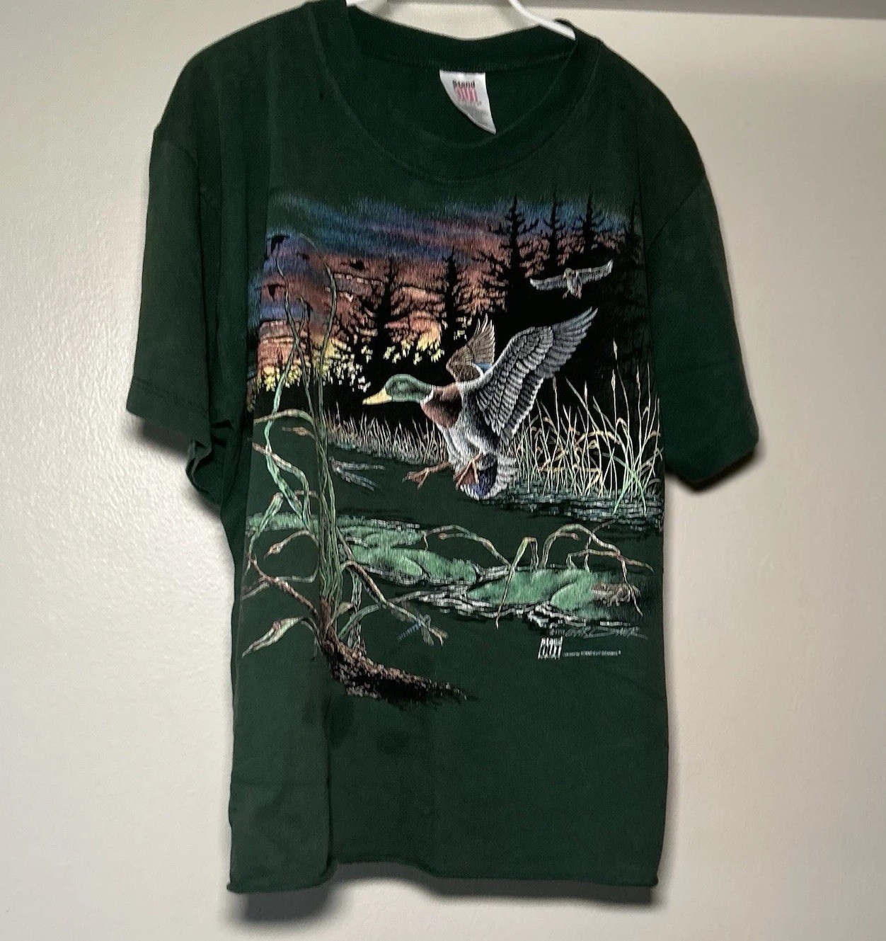 Vintage 1994 Mallard Duck T Shirt L Wildlife Nature Waterfowl Raw Hem Boxy VTG