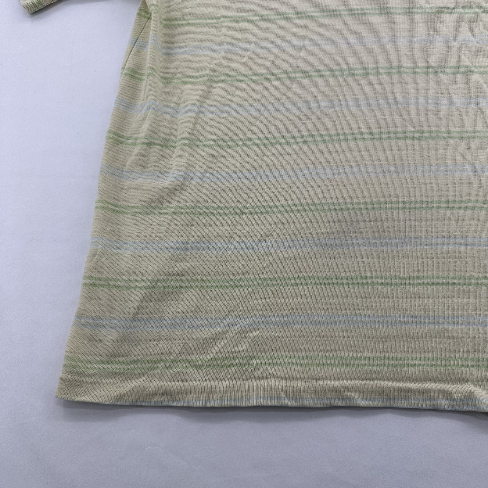 VTG 70s Sears Distressed Striped Green Thin Tight T Shirt Size Large