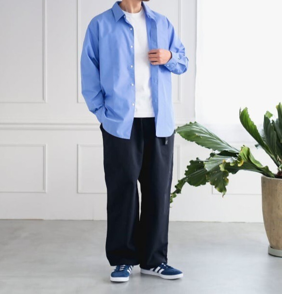 (ASK availability First) BEAMS polyester broadcloth regular collar shirt NEW
