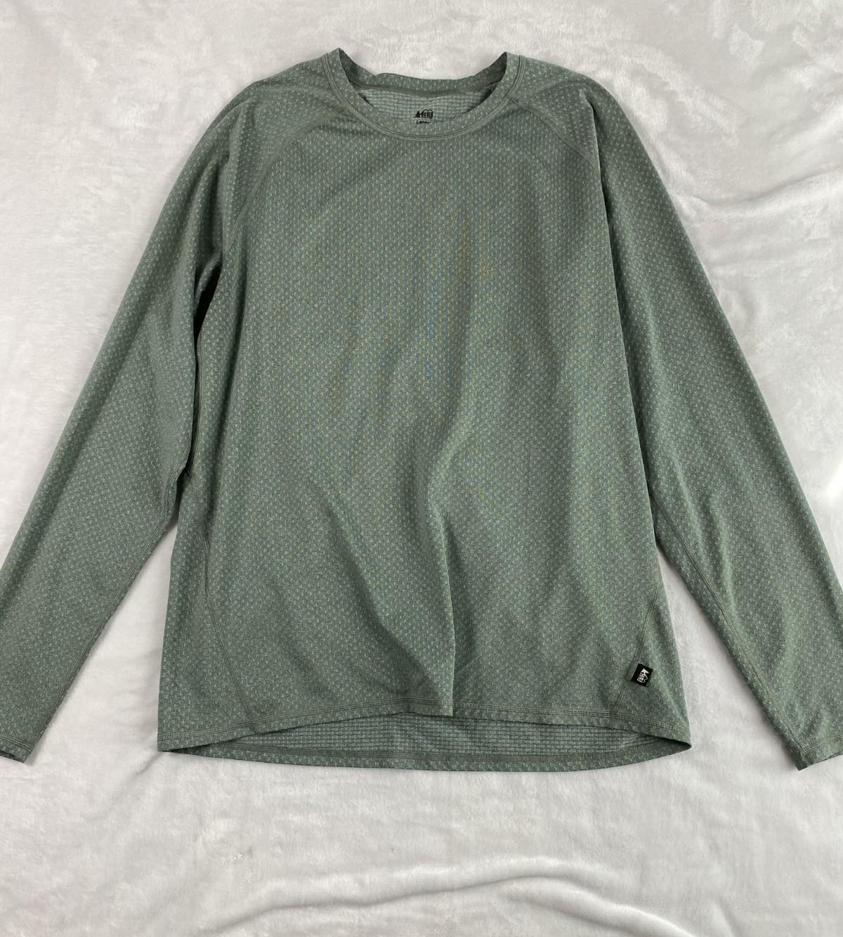 REI Base Layer Thermal Top Men Sz L Green Long Sleeve Layering T-shirt Skiing