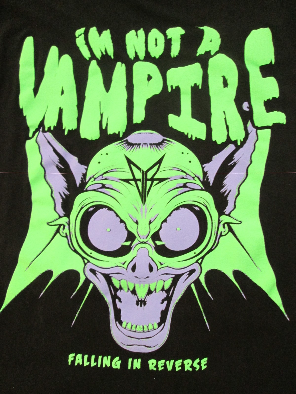 Falling In Reverse ~” I’m Not A Vampire :~T-Shirt Black W/Green & Purple Sz Med
