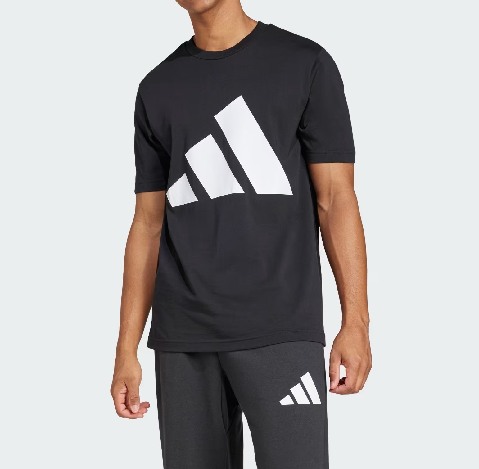 adidas Essentials Big Logo Cotton Tee T-Shirt Black White Mens Size M JE8945 New