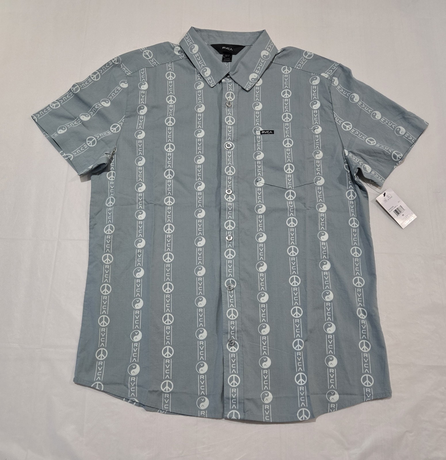 RVCA Mens Balance Stripe Button Up M Medium NWT $66
