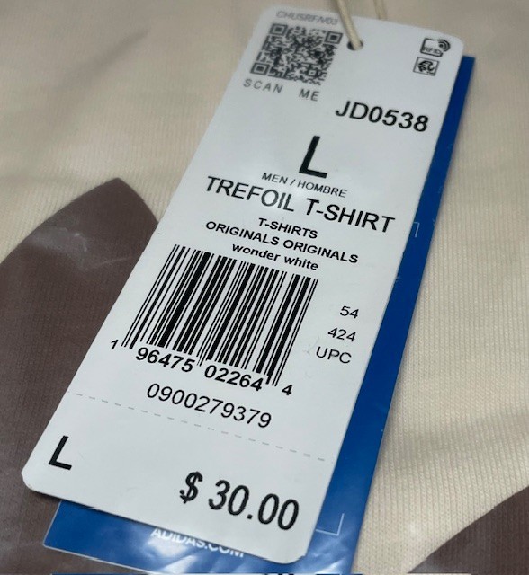 ADIDAS – Men’s Adicolor Trefoil T-Shirt – Wonder White – LARGE – ***NEW w/Tags
