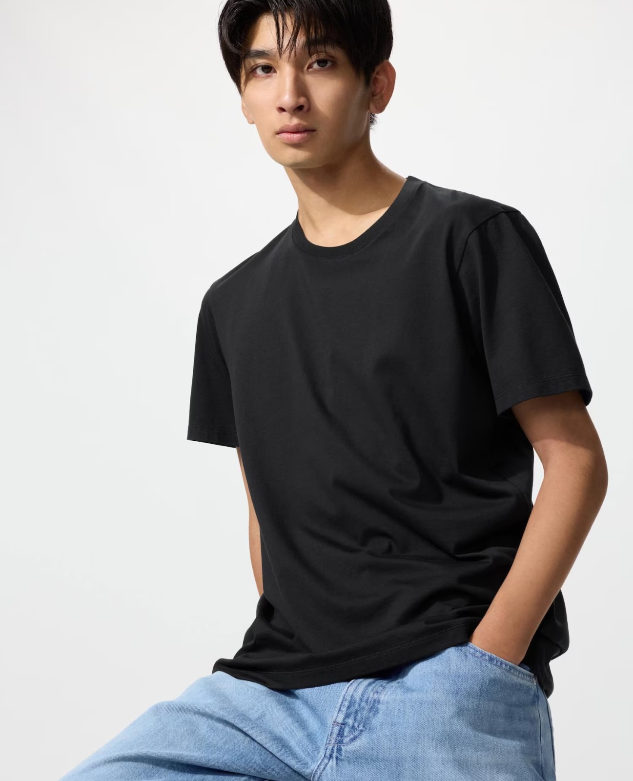 SALE UNIQLO SUPIMA COTTON SHORT SLEEVE T-SHIRT SZ XL BLACK NAVY BLUE 139864 NWT