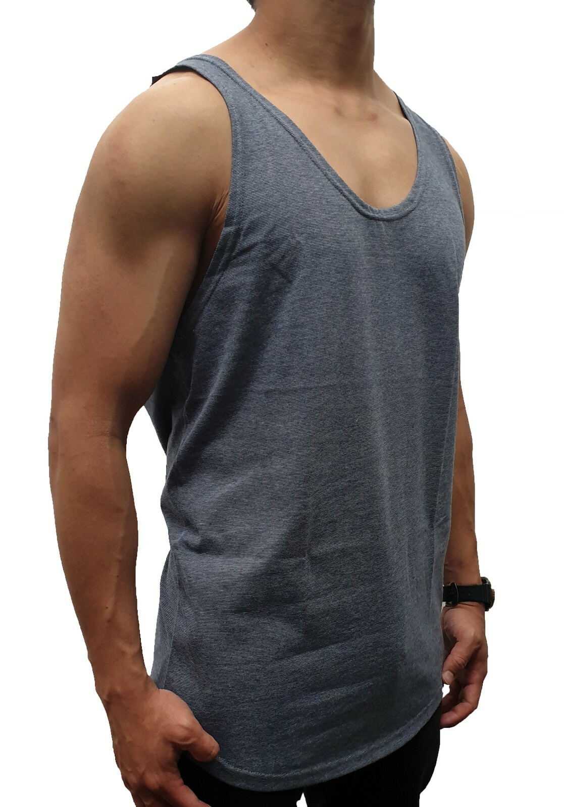 MENS SINGLET MUSCLE TANK TOP CURVE HEM BODYBUILDING GYM LIFTING CASUAL PLAIN