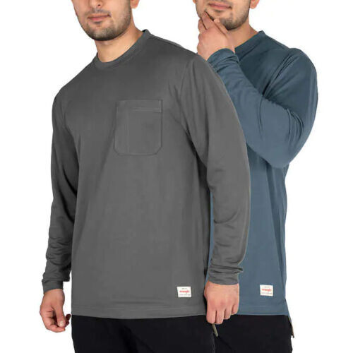 Wrangler Men’s Micro Pique Long Sleeve Tee, 1 or 2- Shirt