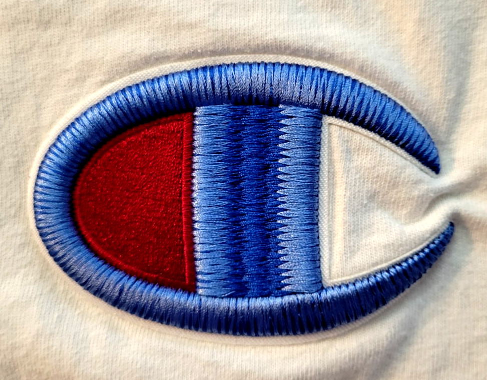 Champion Mens Embroidered Logo Shirt Med White Short Sleeve T-Shirt Vintage Y2K