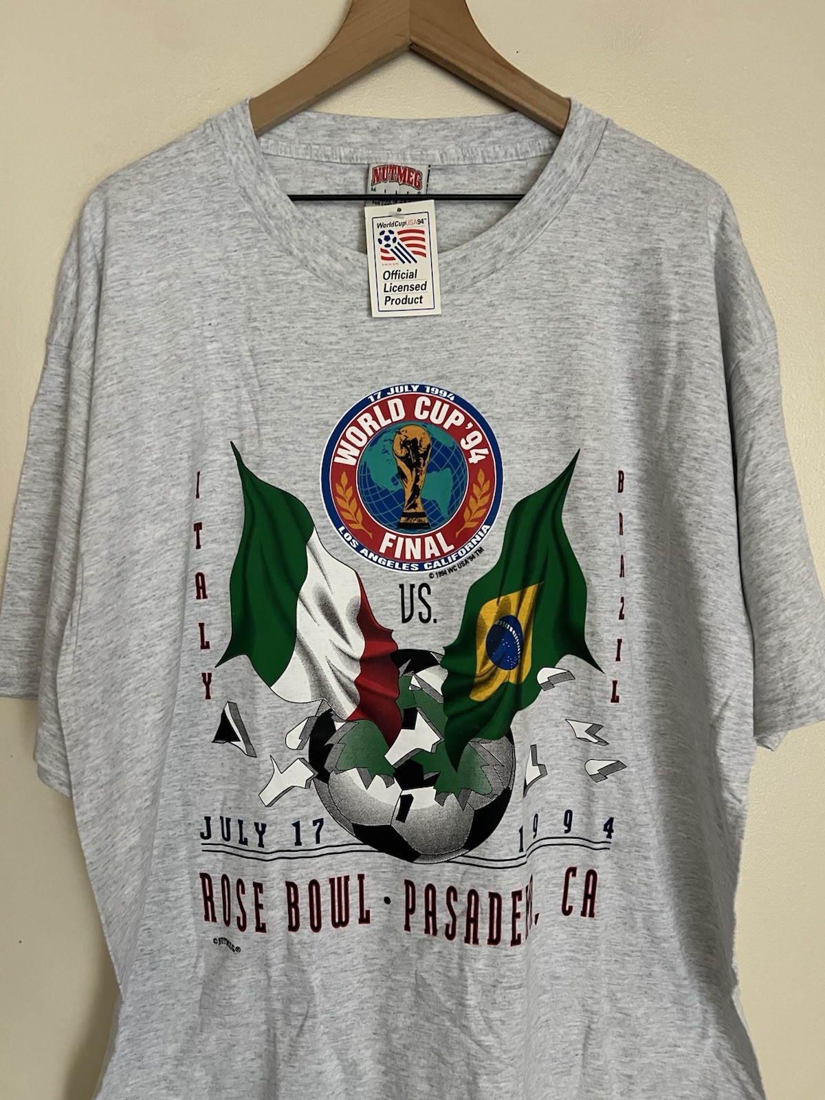 Vintage 1994 World Cup USA Mexico Vs Brazil Finals T-Shirt Rare 2XL Nutmeg NWT