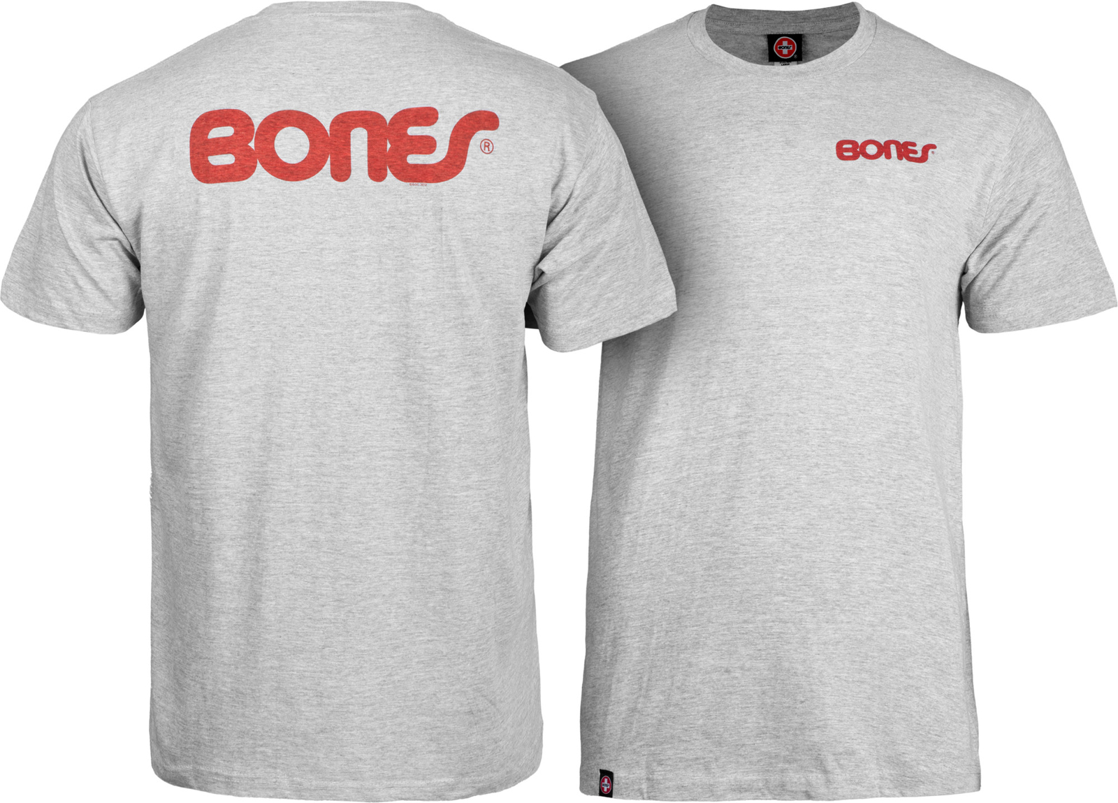 Powell Peralta BONES SWISS TEXT LOGO Skateboard T Shirt ASH GREY