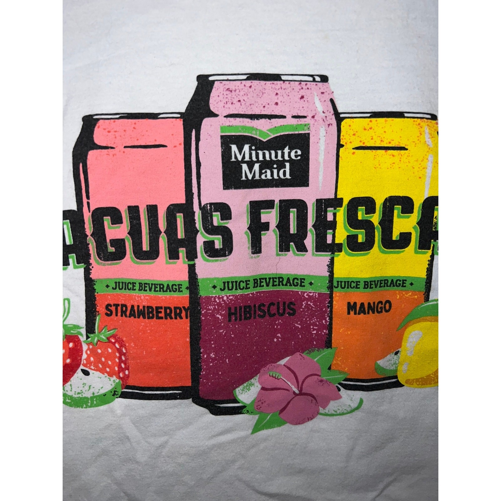 Minute Maid Shirt Aguas Frescas Drink Juice Graphic White Gildan Tee Large