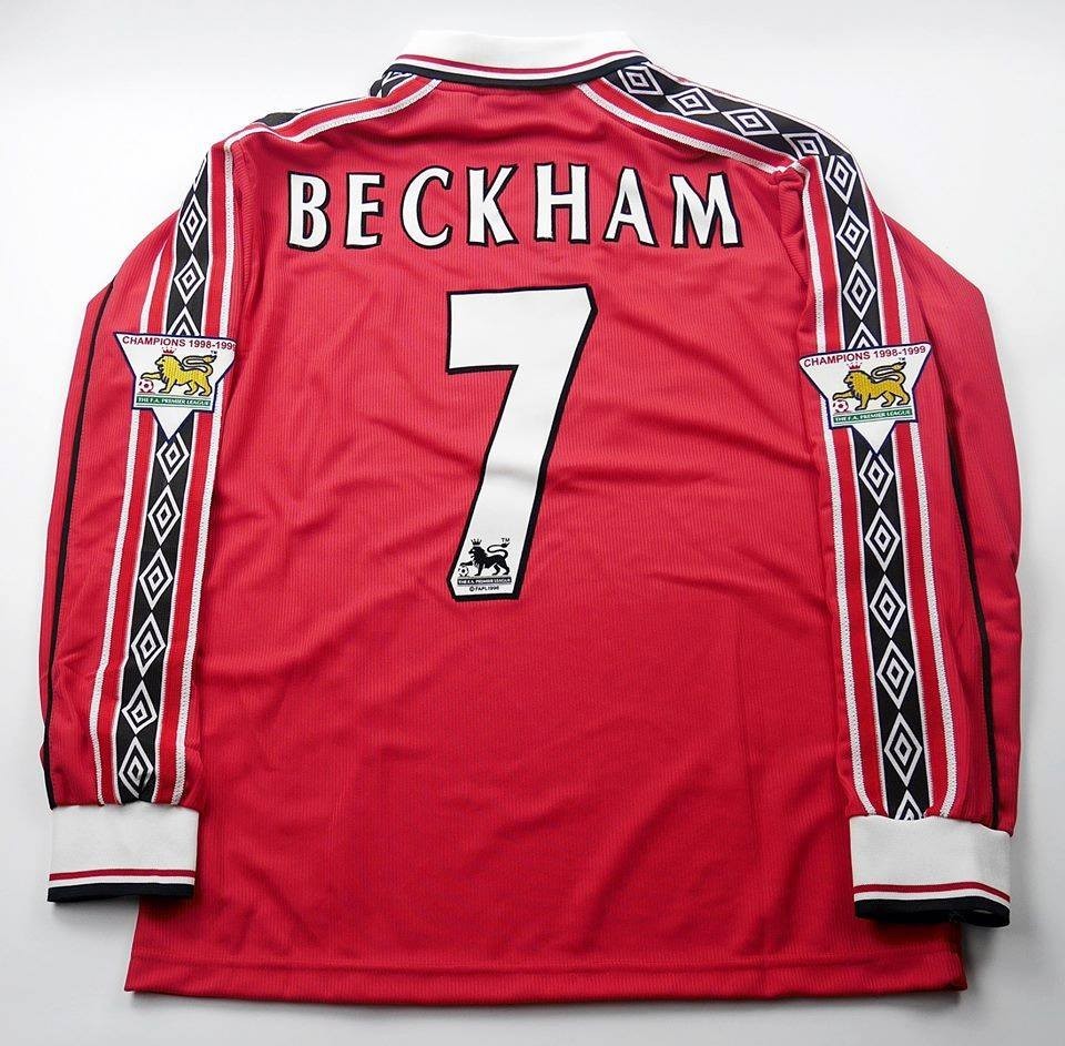 Manchester United 1999 BECKHAM 7 long sleeve retro shirt SIZE S M L XL 2XL