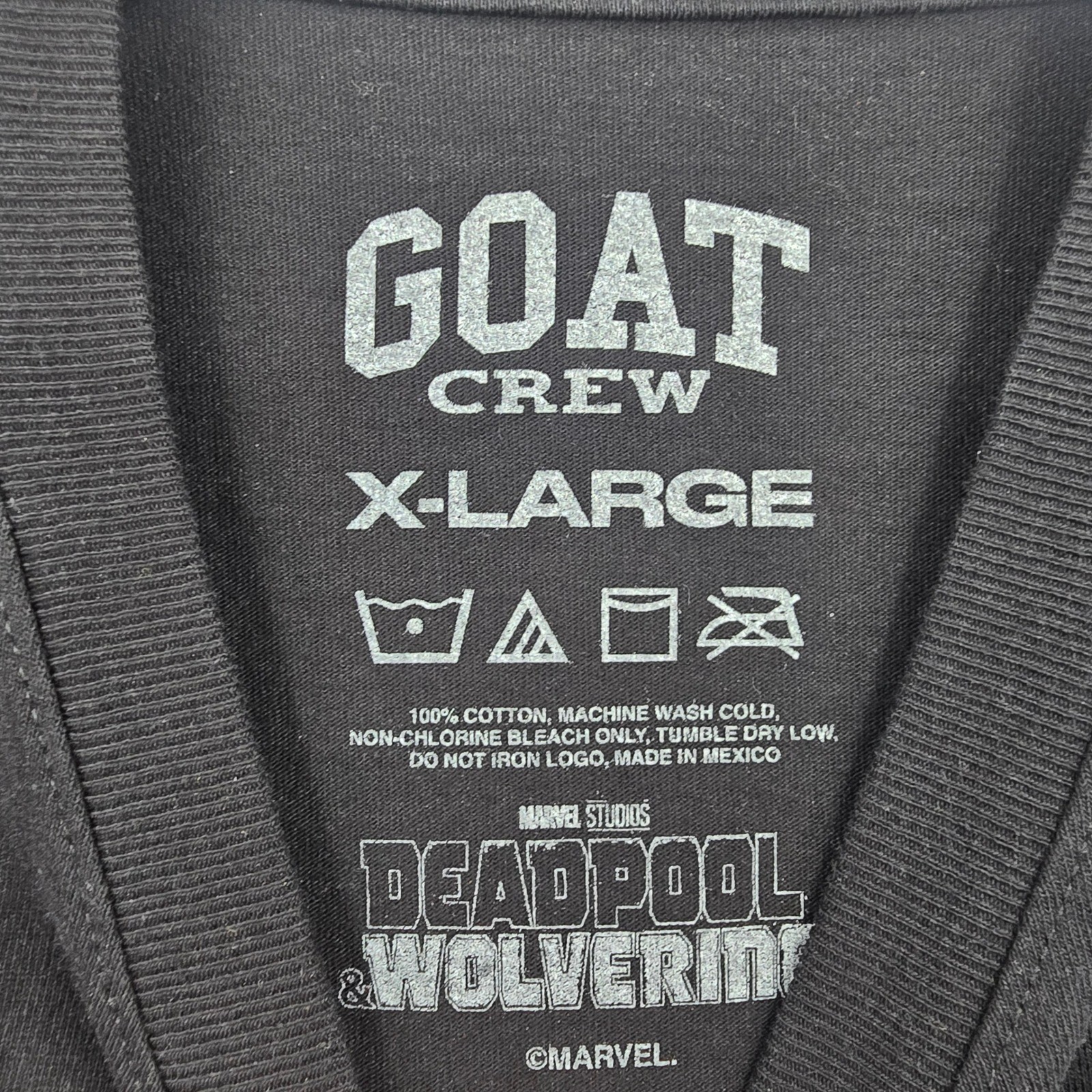 Goat Crew Marvel Deadpool Wolverine T Shirt Mens XL Black Cotton Heavyweight