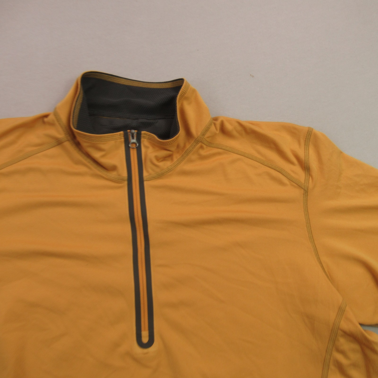 REI Shirt Mens Large Short Sleeve Crew Neck 1/4 Zip Lightweight Casual Yellow